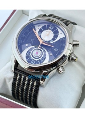 Mont Blanc Chronograph Black Leather Strap Watch