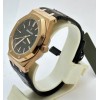 Audemars Piguet Royal Oak Rose Gold Black Leather Strap Swiss Automatic Watch