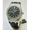 Audemars Piguet Royal Oak Steel Black Leather Strap Swiss Automatic Watch