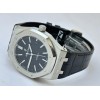 Audemars Piguet Royal Oak Steel Black Leather Strap Swiss Automatic Watch