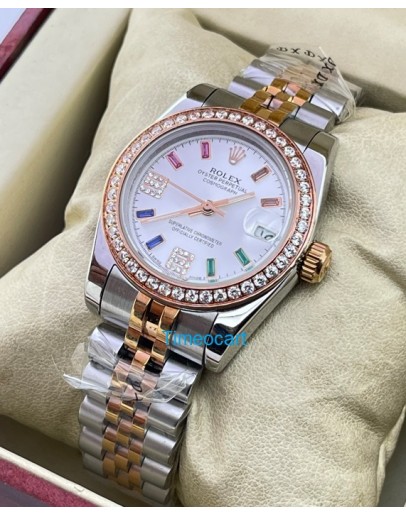 Rolex Datejust White Diamond Bezel Dual Tone Swiss Automatic Ladies Watch