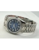 Rolex Day-Date Blue Steel Diamond Bezel 36MM Swiss ETA Automatic 2836 Valjoux Movement Watch