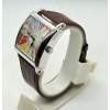 Franck Muller Square Master Steel Color Dreams Roman Mark Leather Strap Watch
