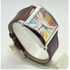 Franck Muller Square Master Steel Color Dreams Roman Mark Leather Strap Watch