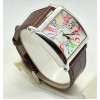Franck Muller Square Master Steel Color Dreams Leather Strap Watch