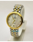 Omega De-ville White Mother Of Pearl Dual Tone Ladies Watch