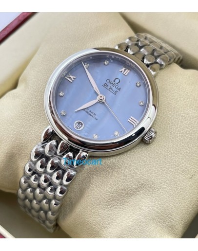Omega De-ville Ice Blue Mother Of Pearl Steel Ladies Watch