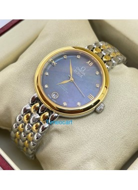Omega De-ville Ice Blue Mother Of Pearl Dual Tone Ladies Watch