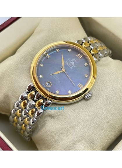 Omega De-ville Ice Blue Mother Of Pearl Dual Tone Ladies Watch