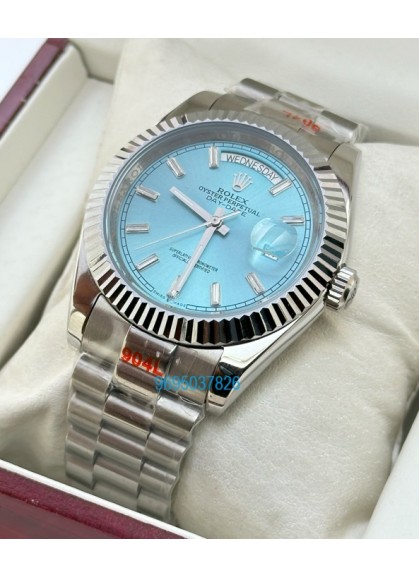 Rolex Day- Date Ice Blue Crystal Diamond Stick Mark Swiss Automatic Watch