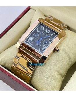 Cartier Tank Day-Date Moon Phase Black Rose Gold Watch