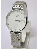 Longines Elegance La Grande Diamond Mark White Steel Watch