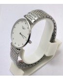 Longines Elegance La Grande Diamond Mark White Steel Watch