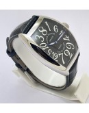 Franck Muller Crazy Hours Steel Black Leather Strap Swiss Automatic Watch