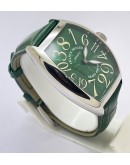 Franck Muller Crazy Hours Steel Green Leather Strap Swiss Automatic Watch