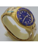 Rolex Submariner Blue Mens Automatic Full Gold Watch