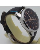 Mont Blanc Time Walker Black Leather Strap Watch