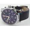 Mont Blanc Time Walker Black Leather Strap Watch