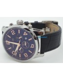 Mont Blanc Time Walker Black Leather Strap Watch