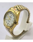 Rolex Day Date Diamond Mark White Mother Of Pearl Gold Swiss Automatic Watch