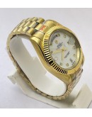 Rolex Day Date Diamond Mark White Mother Of Pearl Gold Swiss Automatic Watch