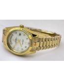 Rolex Day Date Diamond Mark White Mother Of Pearl Gold Swiss Automatic Watch