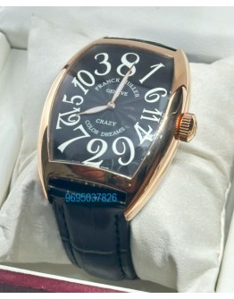Franck Muller Crazy Hours Black Leather Strap Swiss Automatic Watch