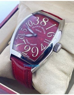 Franck Muller Crazy Hours Steel Red Leather Strap