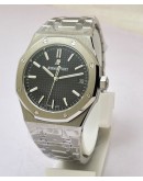 Audemars Piguet Royal Oak Steel Black Swiss ETA Valjoux 7750 Automatic Watch