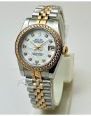 Rolex Datejust White Diamond Bezel Mother Of Pearl Dual Tone Swiss Automatic Ladies Watch