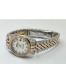 Rolex Datejust White Diamond Bezel Mother Of Pearl Dual Tone Swiss Automatic Ladies Watch