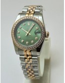 Rolex Datejust Diamond Bezel Green Dual Tone Swiss Automatic Ladies Watch