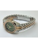 Rolex Datejust Diamond Bezel Green Dual Tone Swiss Automatic Ladies Watch