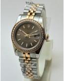 Rolex Datejust Diamond Bezel Brown Dual Tone Swiss Automatic Ladies Watch