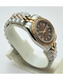 Rolex Datejust Diamond Bezel Brown Dual Tone Swiss Automatic Ladies Watch