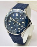 Omega Seamaster 50th Anniversary Steel Blue Rubber Strap Swiss Automatic Watch