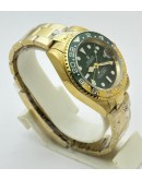 Rolex GMT Master II Golden Green Swiss ETA 3285 Valjoux Movement Watch