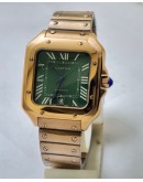 Cartier Santos 100 Green Rose Gold Swiss Automatic Watch