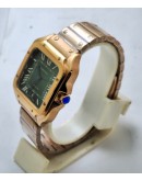 Cartier Santos 100 Green Rose Gold Swiss Automatic Watch