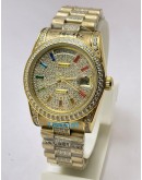 Rolex Day-Date Diamond Rose Gold Swiss ETA 7750 Valjoux Automatic Movement Watch