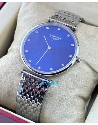 Longines Elegance La Grande Diamond Mark Blue Steel Watch