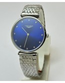 Longines Elegance La Grande Diamond Mark Blue Steel Watch