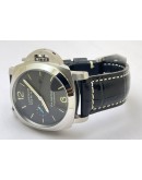 Panerai Marin Steel Black Leather Strap Swiss Automatic Watch