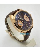 Tag Heuer Grand Carrera Calibre 17 Rose Gold Leather Strap Watch