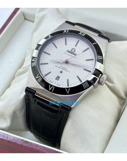 Omega Constellation White Black Strap Swiss Automatic Watch