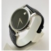 Movado Ultra Slim 2 Steel Black Leather Strap Watch