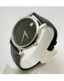 Movado Ultra Slim 2 Steel Black Leather Strap Watch