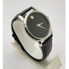 Movado Ultra Slim 2 Steel Black Leather Strap Watch