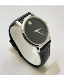 Movado Ultra Slim 2 Steel Black Leather Strap Watch