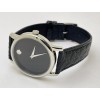 Movado Ultra Slim 2 Steel Black Leather Strap Watch